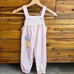 Vintage By Thomas Seersucker Romper White Pink Duck Made In USA